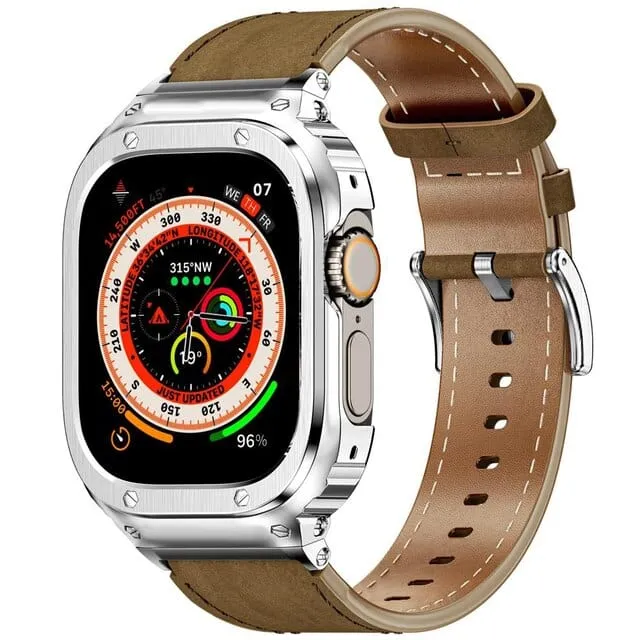 Leather Watch Band With Shockproof Case