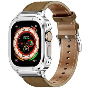 Leather Watch Band With Shockproof Case