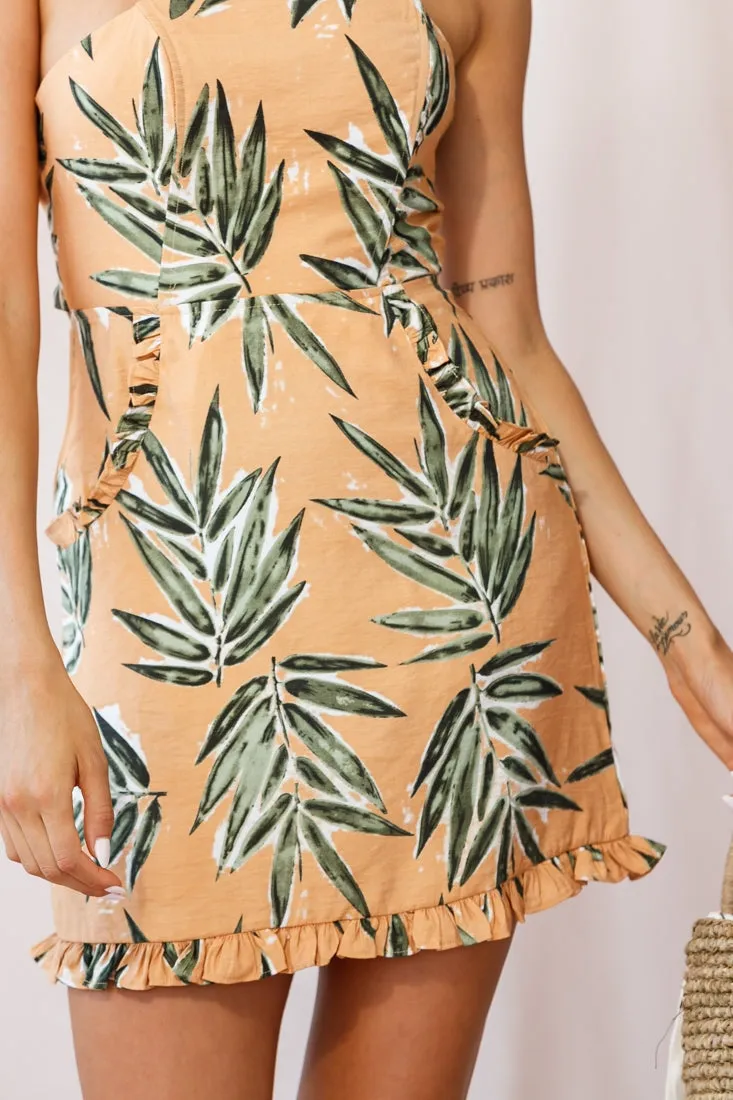 Lempicka Bandeau Tied-Back Mini Dress Sunset