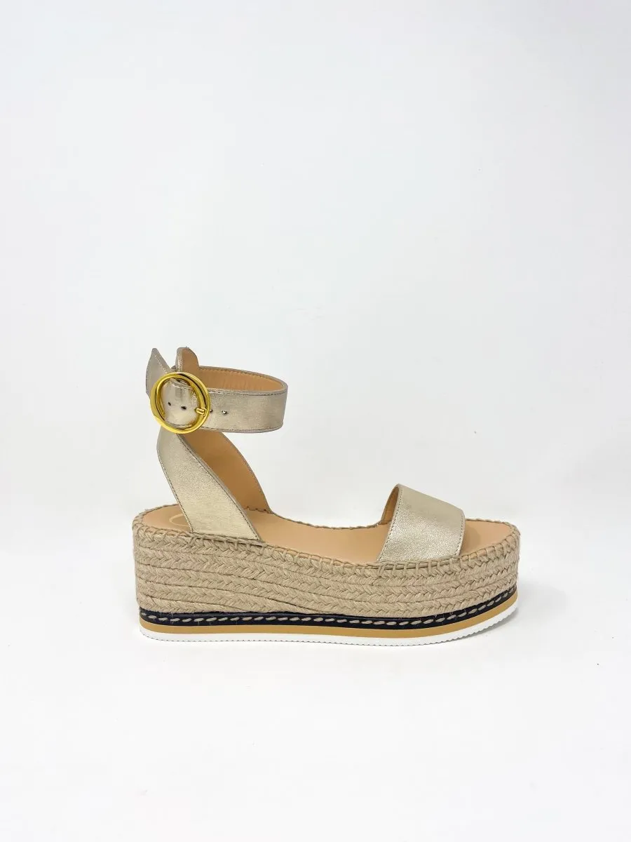 Lily Wedge Espadrilles in Light Gold