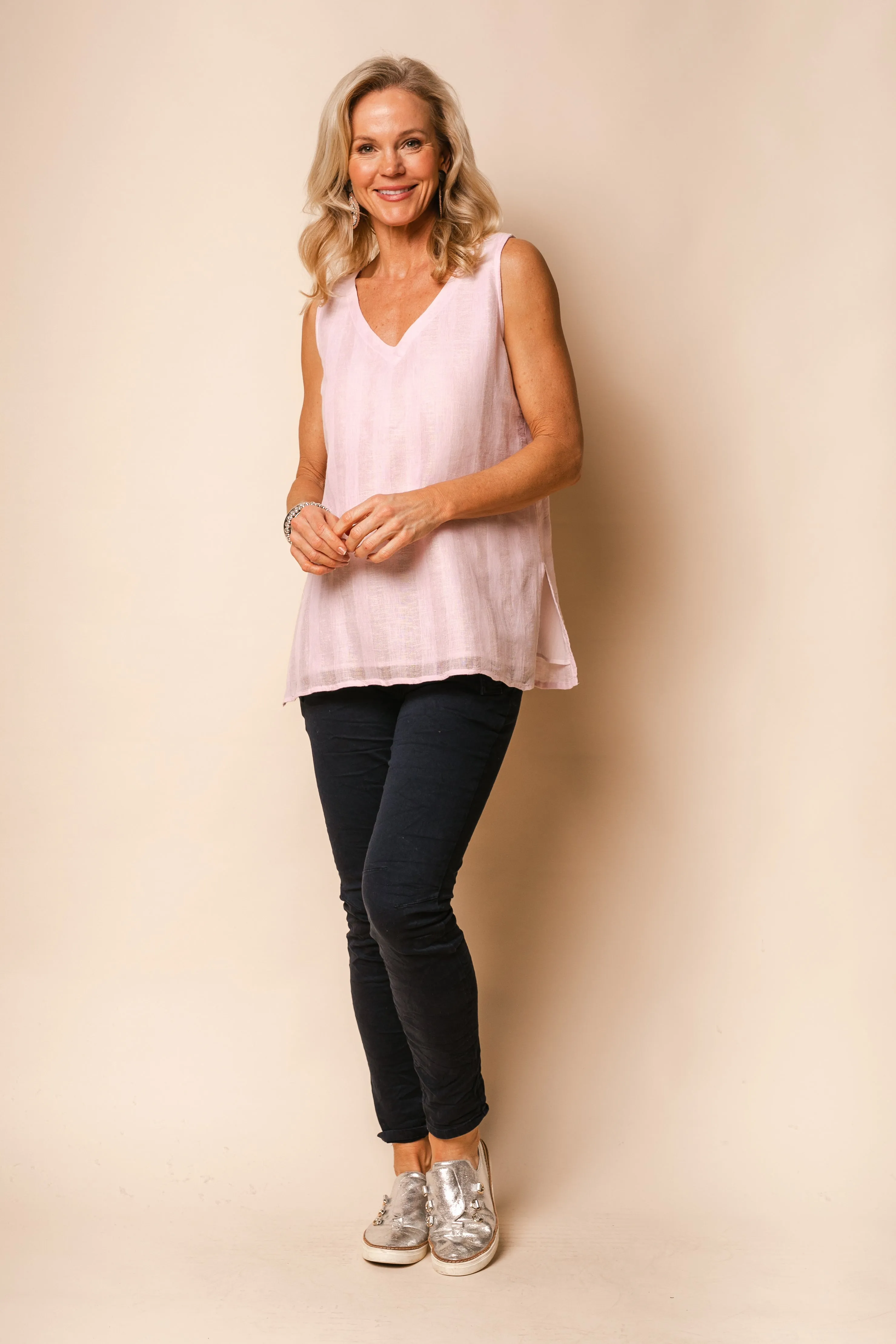Lola Linen Top in Blush