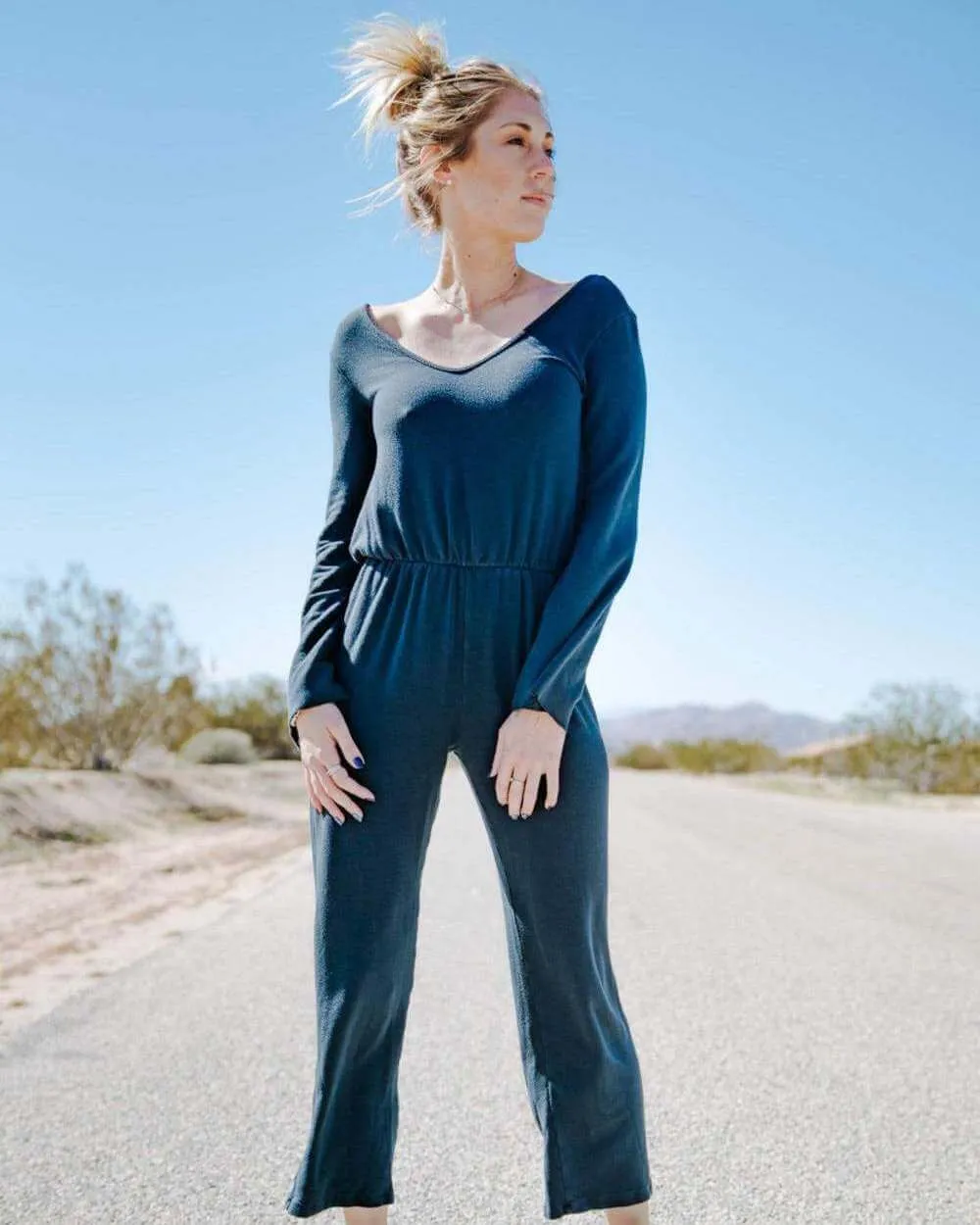 Long Sleeve Jumpsuit with Drop Back