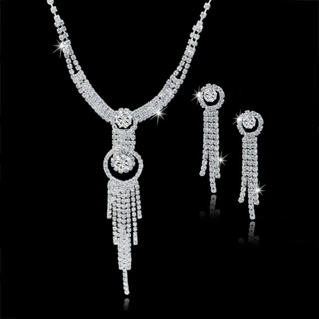 Long Tassel Statement Necklace Earrings Set