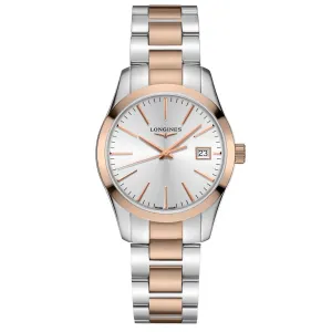 LONGINES CONQUEST CLASSIC 34MM Silver Quartz Steel Pvd Rose Gold L2.386.3.72.7