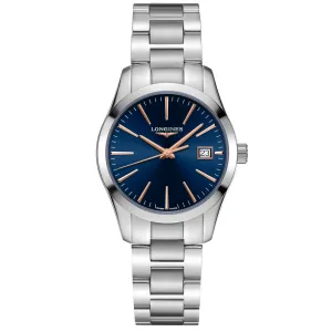 LONGINES CONQUEST CLASSIC 34MM Watch Blue Quartz Steel L2.386.4.92.6