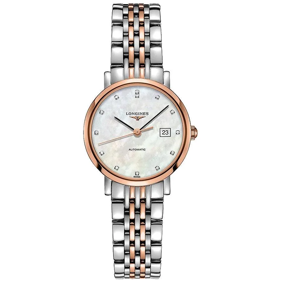 LONGINES ELEGANT COLLECTION 29MM ELEGANT WATCH MOTHERPERLANS BRILLANTS Automatic Steel Finishes Rosa Rosa L4.310.5.87.7