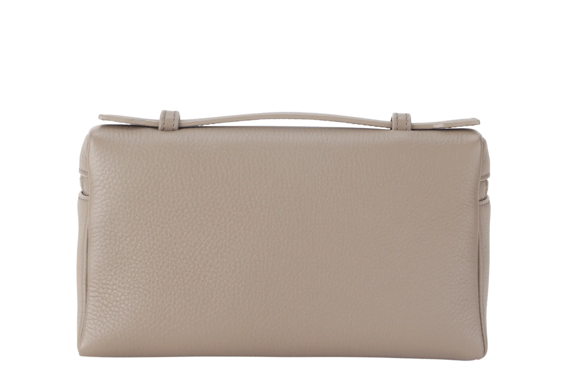 LORO PIANA EXTRA POCKET L19 ETOUPE COLOR GRAINED CALFSKIN WITH STRAP SILVER HARDWARE WITH DUST COVER AND BOX