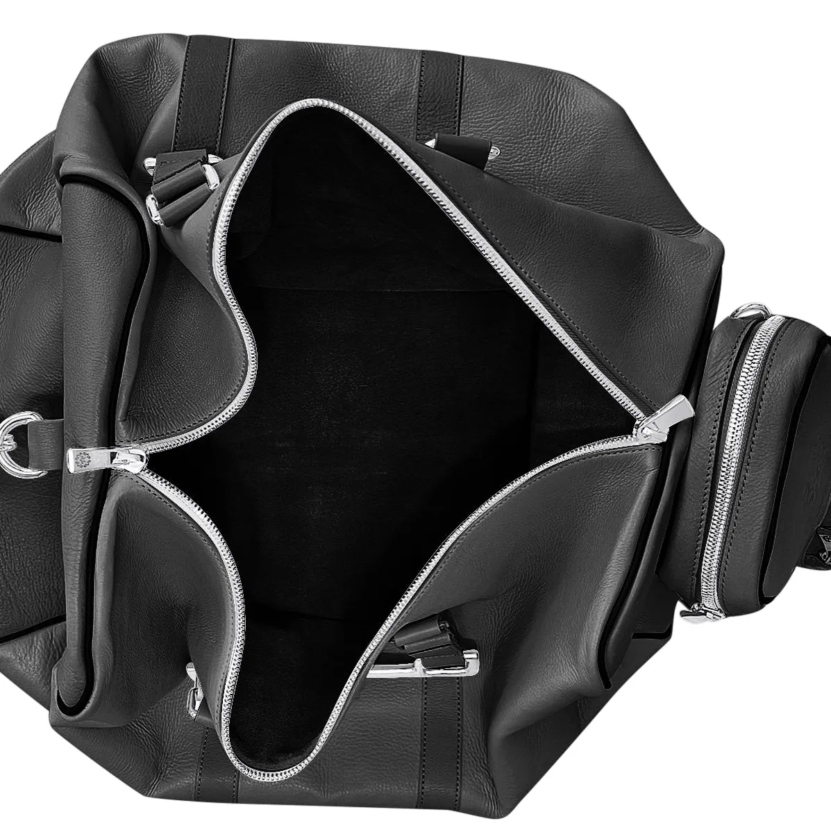 Lotta Pieces | Leather Duffle Travel Bag With Metal Handles & Detachable Crossbody Bag