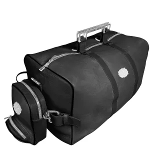 Lotta Pieces | Leather Duffle Travel Bag With Metal Handles & Detachable Crossbody Bag
