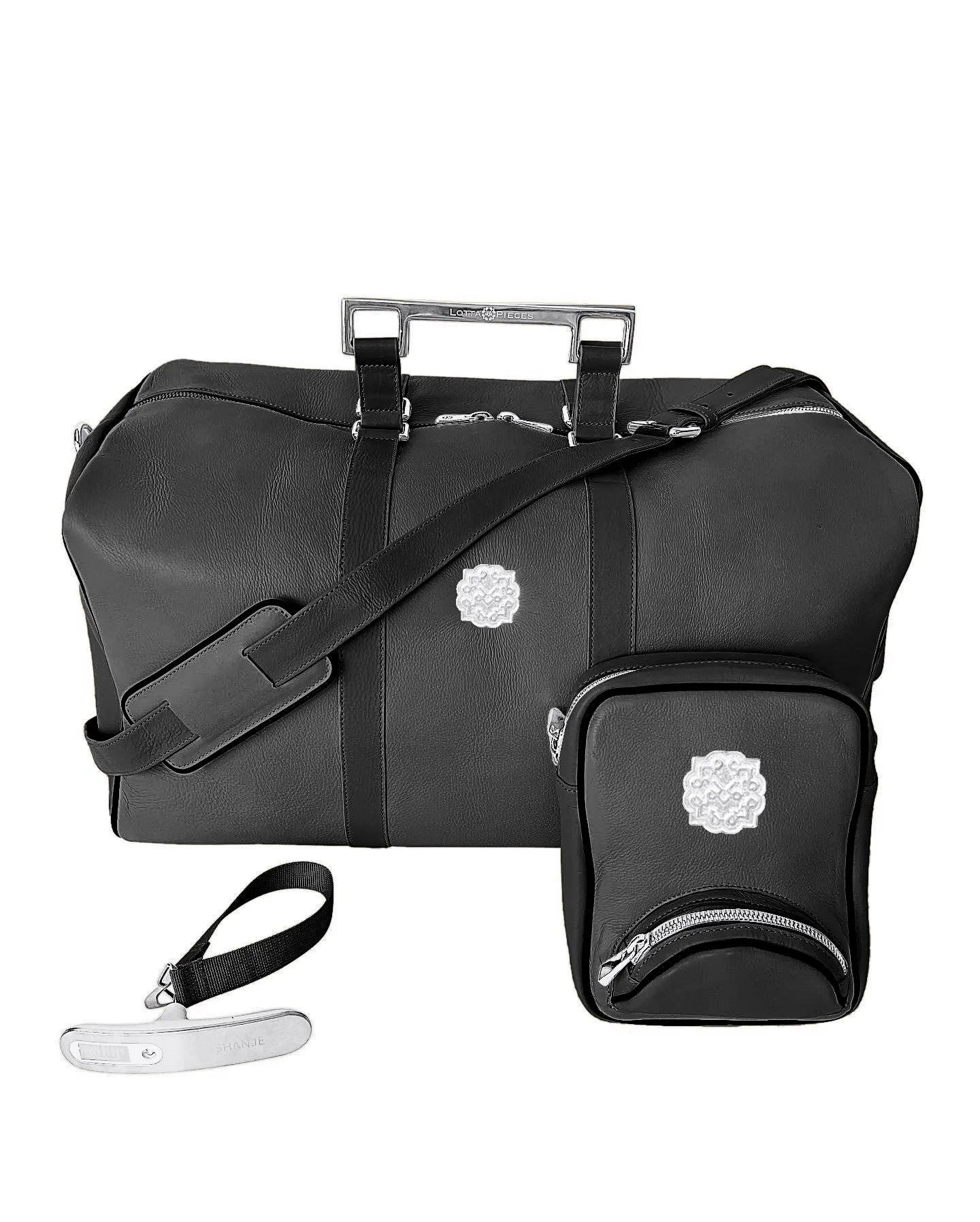 Lotta Pieces | Leather Duffle Travel Bag With Metal Handles & Detachable Crossbody Bag