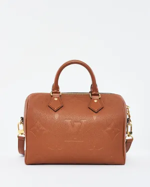 Louis Vuitton Cognac Monogram Empreinte Leather Bandoulière Speedy 25