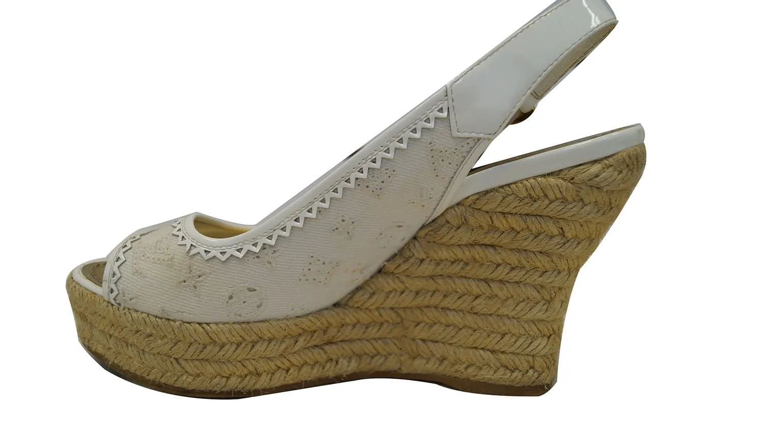 LOUIS VUITTON Monogram Denim Espadrille Wedges Size 36 - Sale