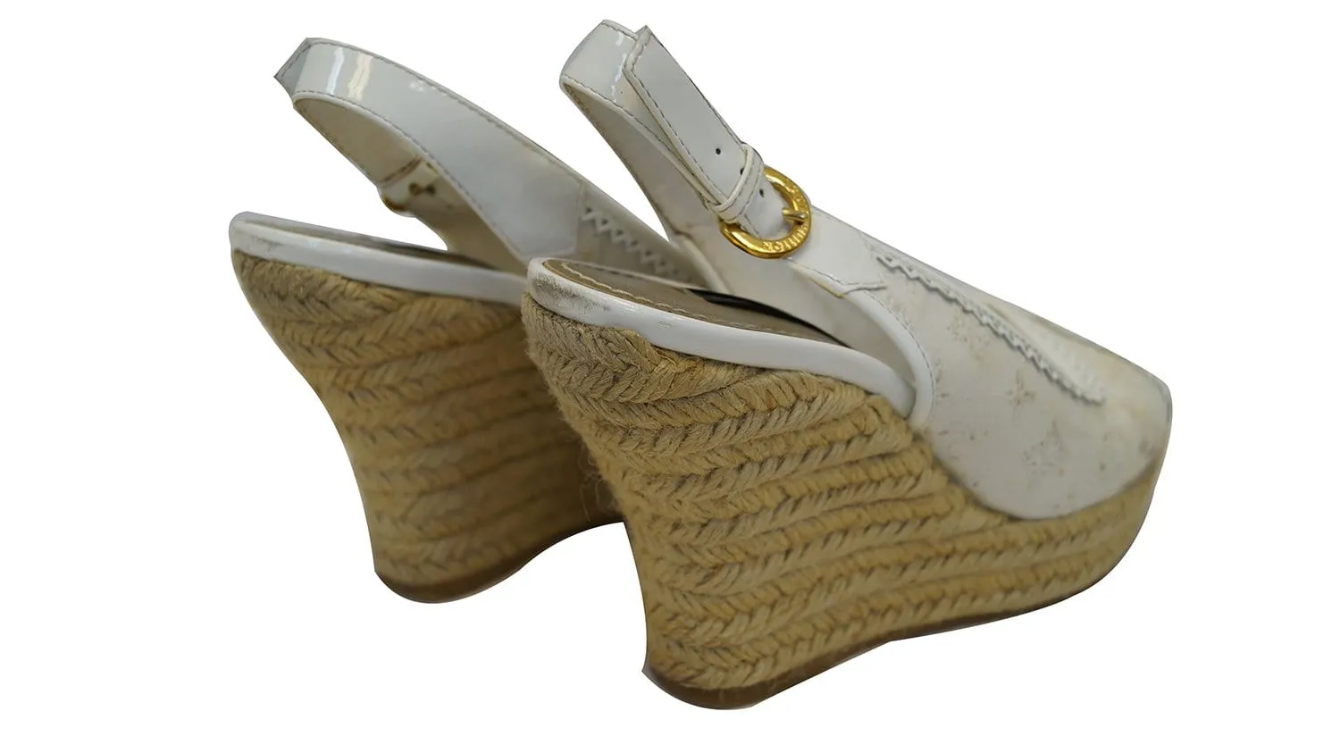 LOUIS VUITTON Monogram Denim Espadrille Wedges Size 36 - Sale
