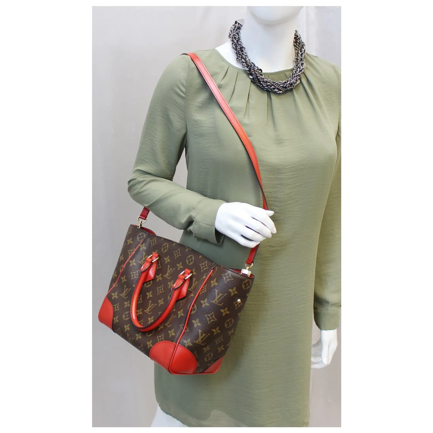 LOUIS VUITTON Phenix Monogram Canvas Shoulder Handbag Coquelicot