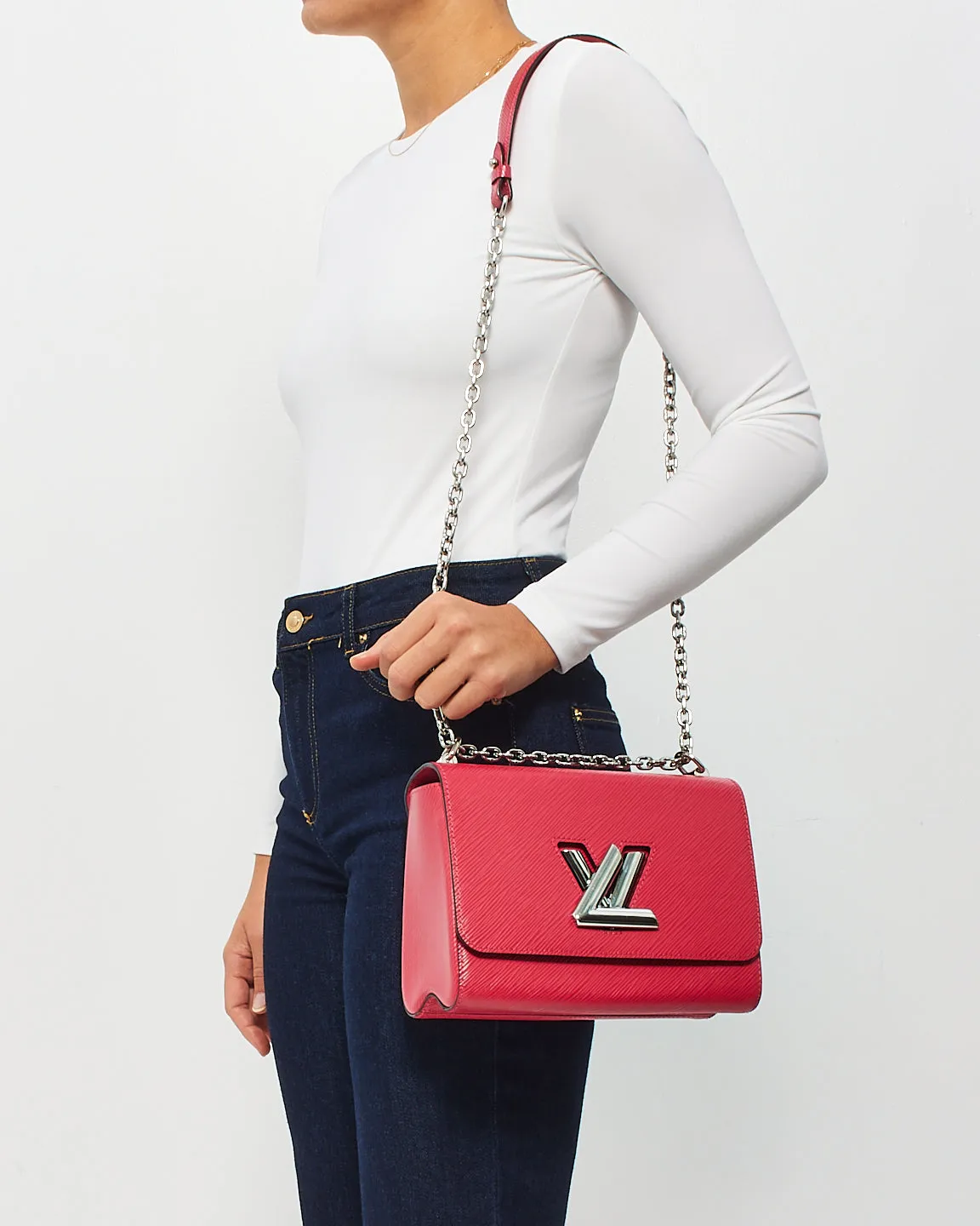 Louis Vuitton Pink Epi Leather Twist MM Shoulder Bag