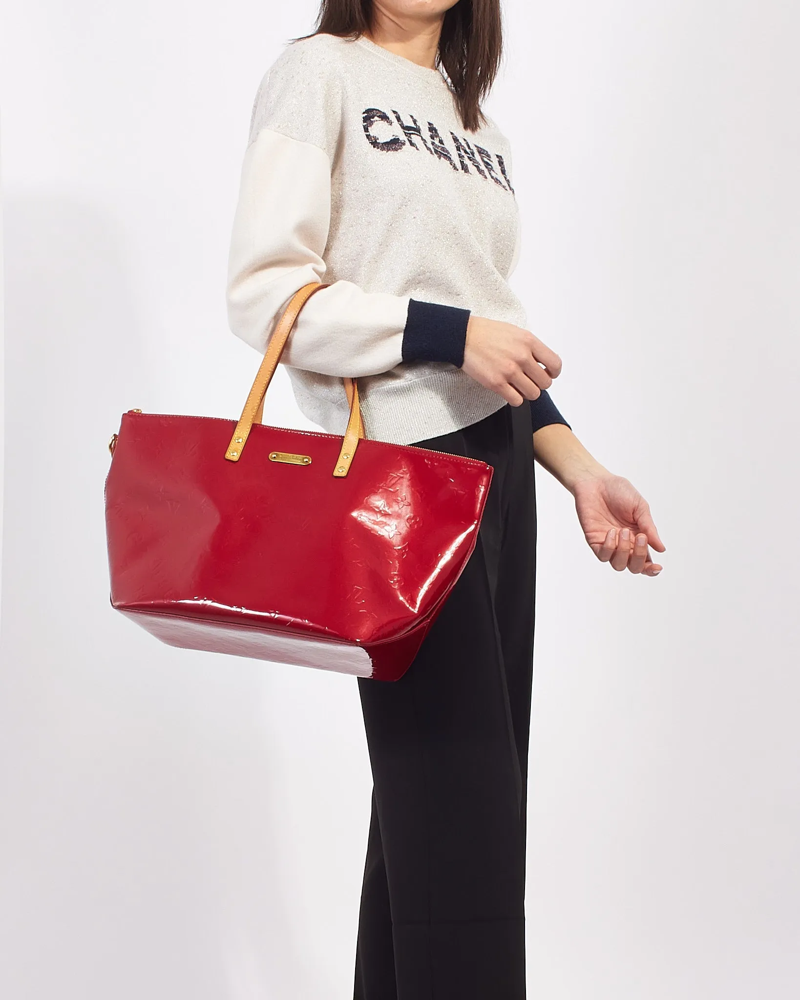 Louis Vuitton Red (Pomme D'Amour) Monogram Vernis Bellevue GM Tote