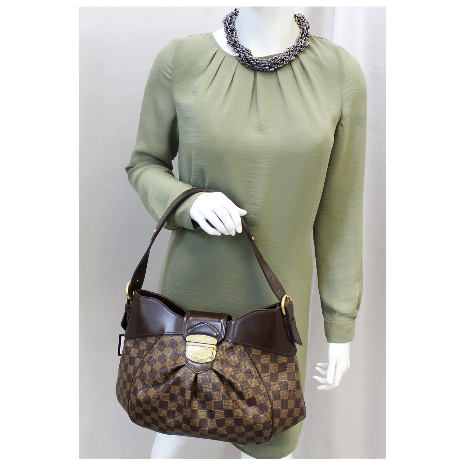LOUIS VUITTON Sistina PM Damier Ebene Shoulder Handbag