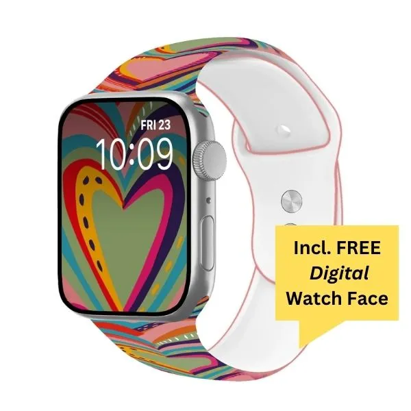 Love Whispers Print | Silicone Watch Band for Apple Watch ®   Watch Face Incl.