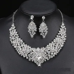 Luxury Big Rhinestone Water Drop Crystal Bridal Jewelry Sets