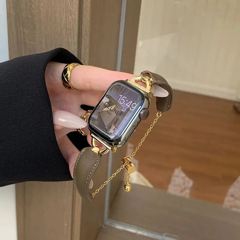 Luxury Metal Leather Bracelet for Apple Watch Band