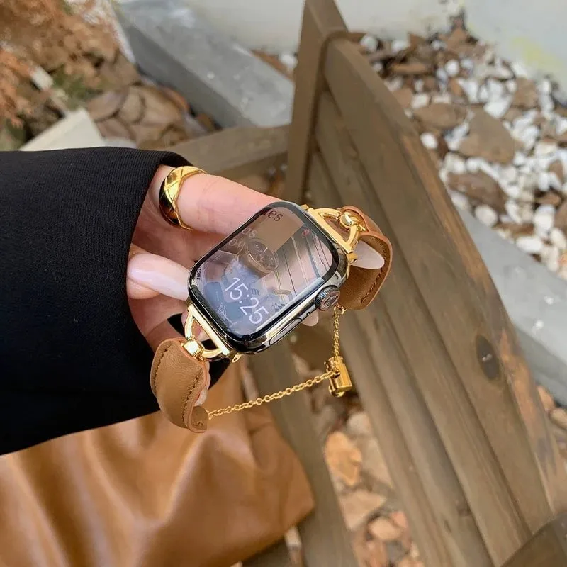 Luxury Metal Leather Bracelet for Apple Watch Band