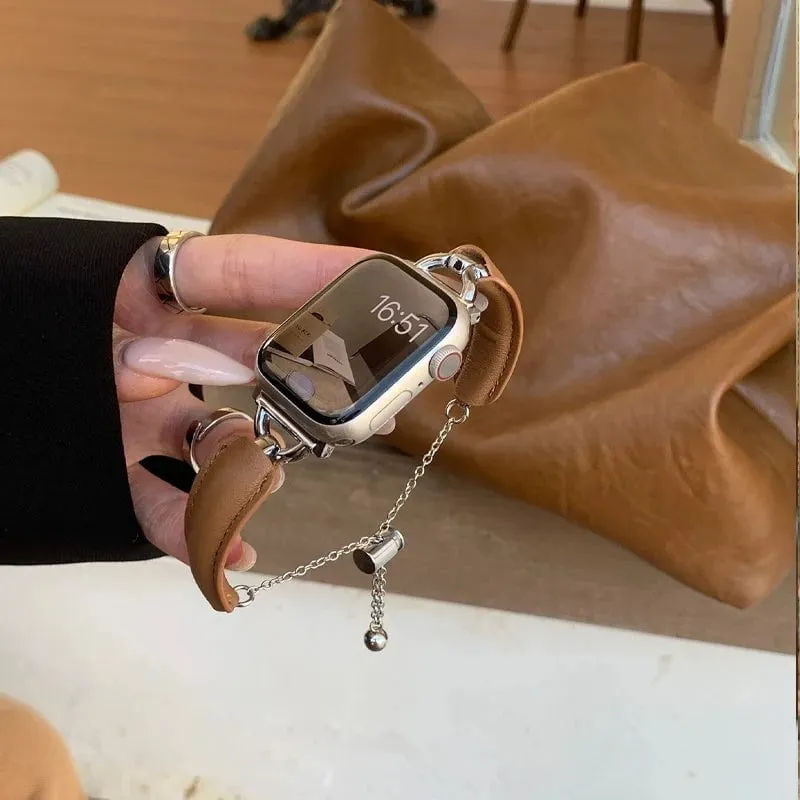 Luxury Metal Leather Bracelet for Apple Watch Band