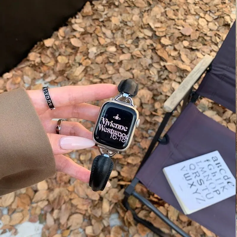 Luxury Metal Leather Bracelet for Apple Watch Band