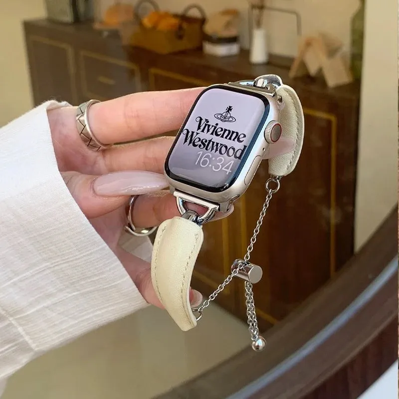 Luxury Metal Leather Bracelet for Apple Watch Band
