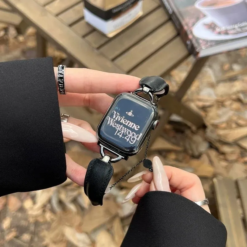 Luxury Metal Leather Bracelet for Apple Watch Band