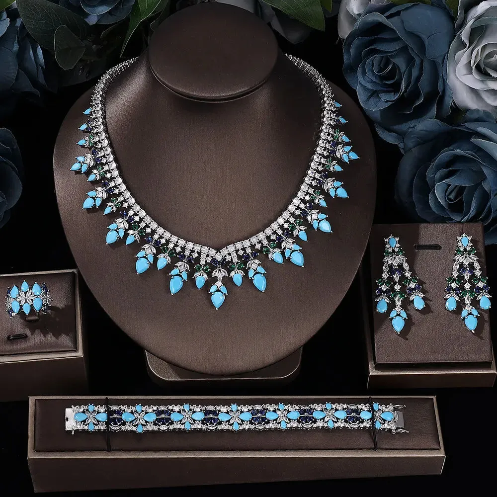 Luxury Turquoise Bridal 4-Piece Set