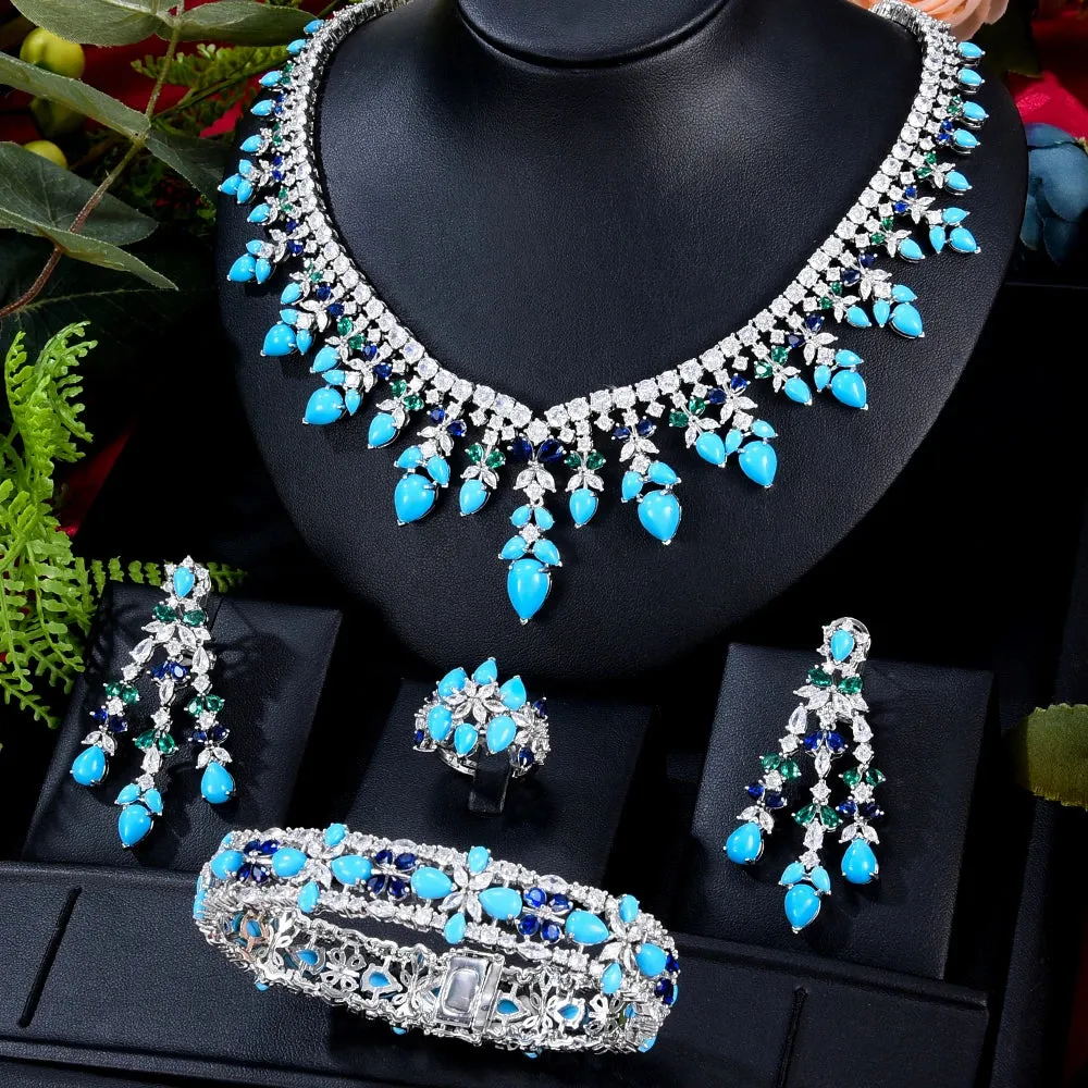 Luxury Turquoise Bridal 4-Piece Set
