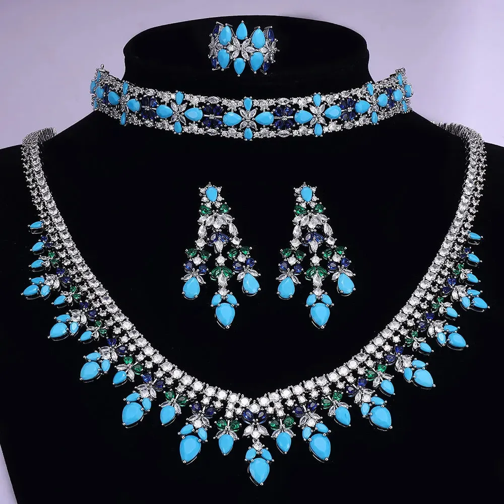 Luxury Turquoise Bridal 4-Piece Set