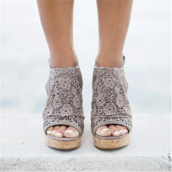 Lydiashoes Candace Taupe Wedges