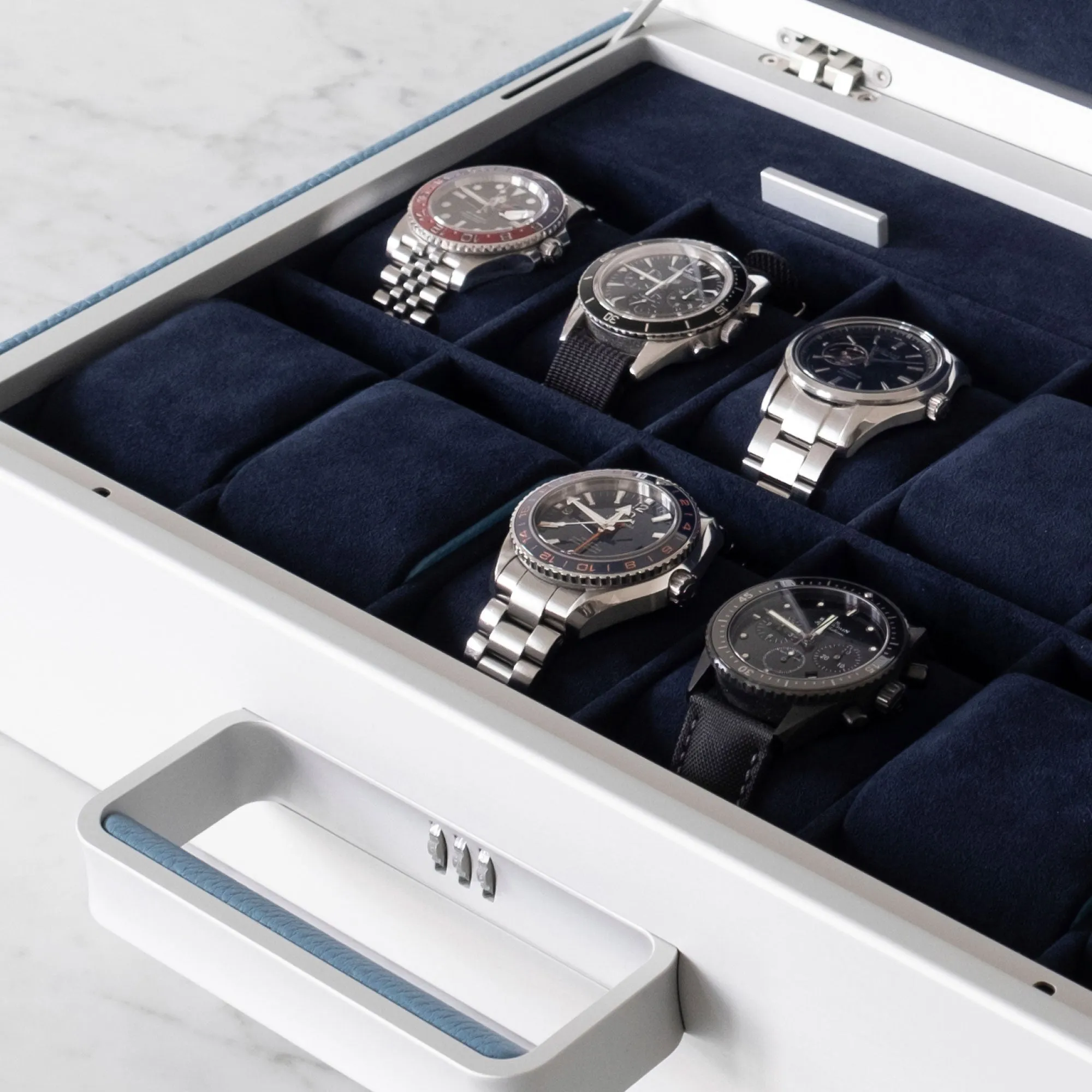 MACKENZIE 12 WATCH BRIEFCASE - SKY BLUE / GREY
