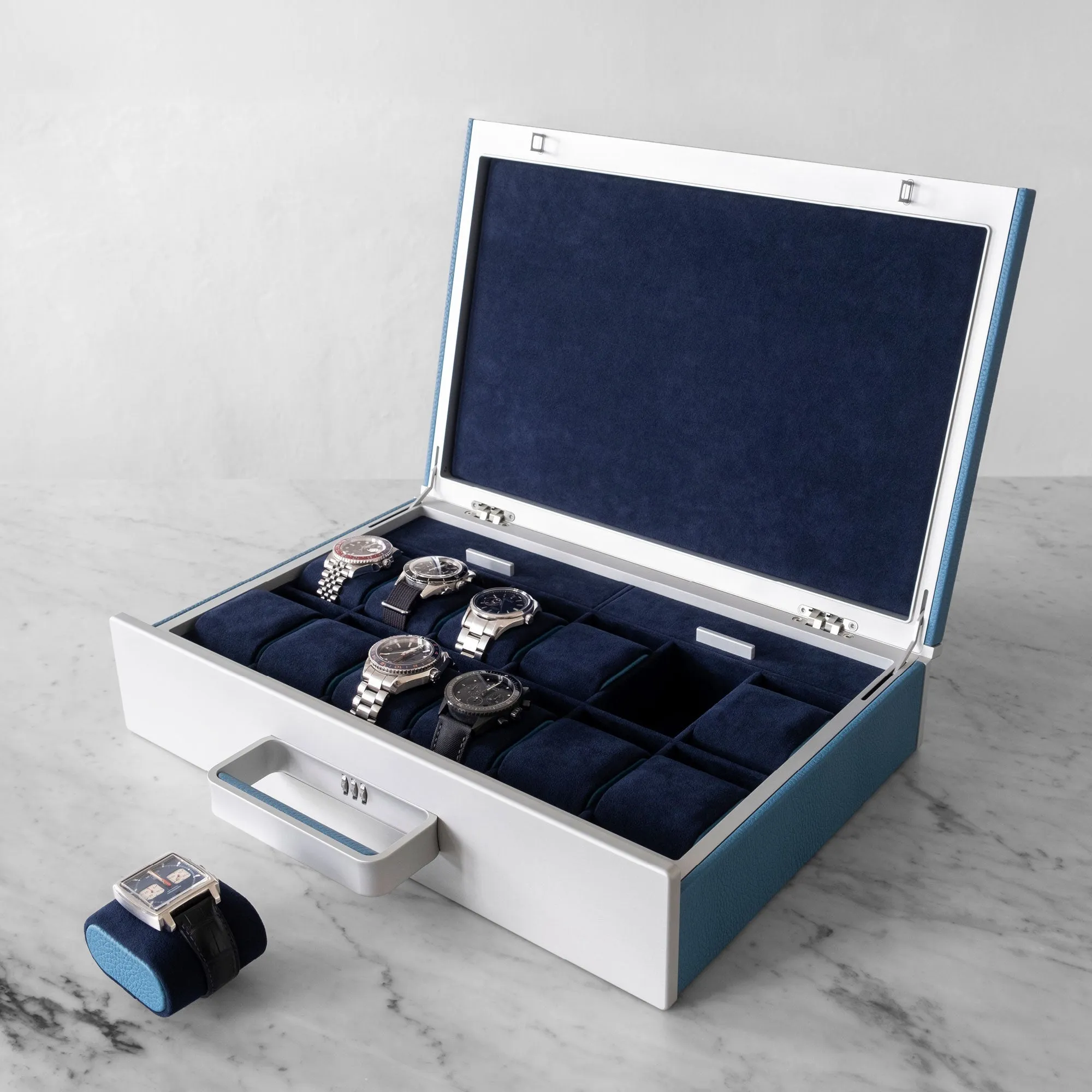 MACKENZIE 12 WATCH BRIEFCASE - SKY BLUE / GREY