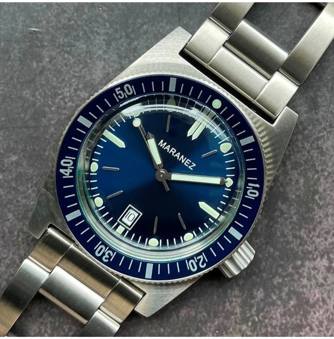 Maranez Blue Kata Diver SS Bracelet watch black