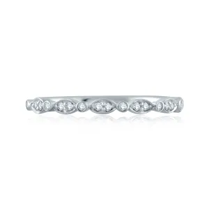 Marquise and Round Shape Diamond Stackable Half Circle Band