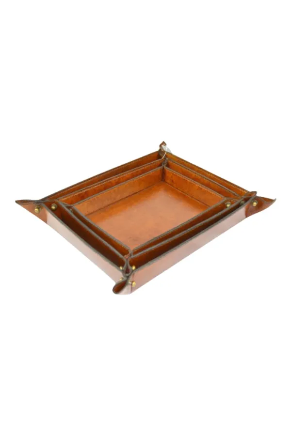 Medium Tan Leather Domed Tray
