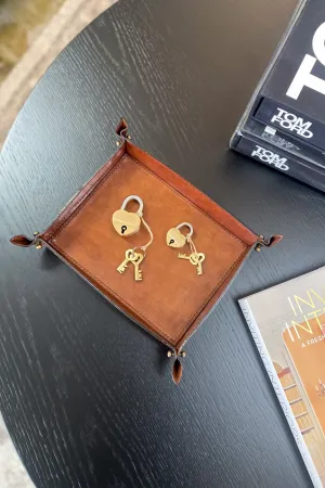 Medium Tan Leather Domed Tray