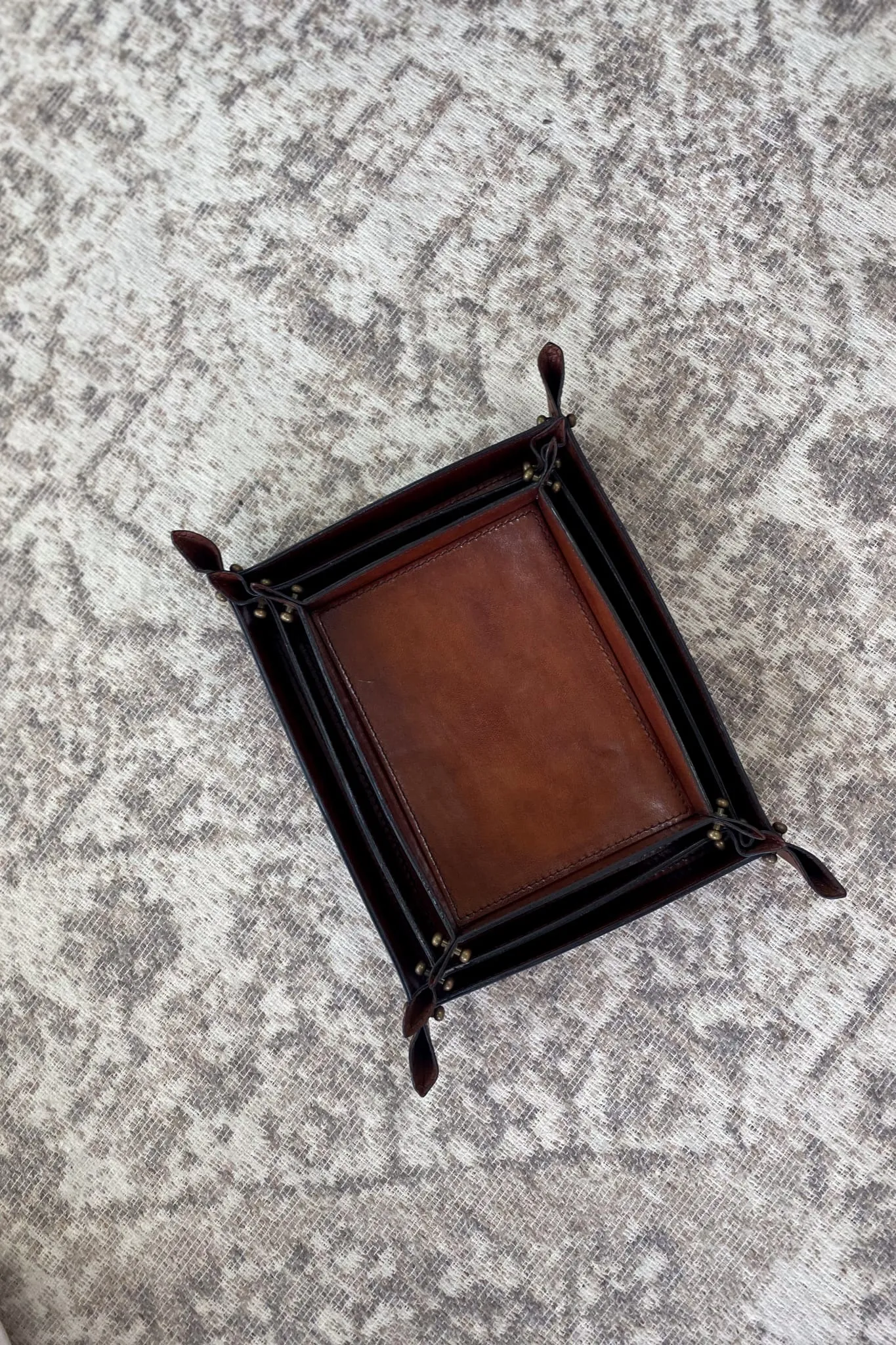 Medium Tan Leather Domed Tray