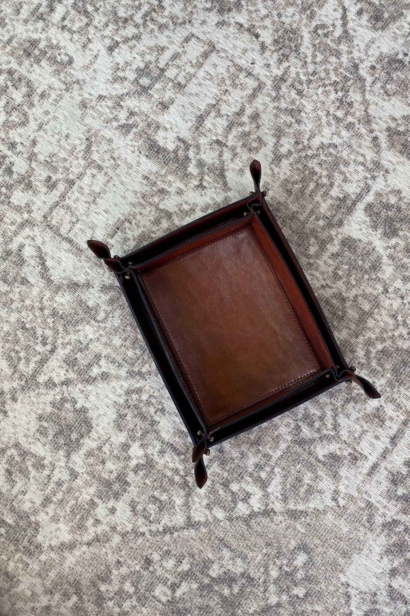 Medium Tan Leather Domed Tray
