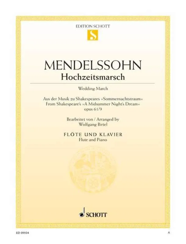 MENDELSSOHN - WEDDING MARCH FLUTE/PIANO