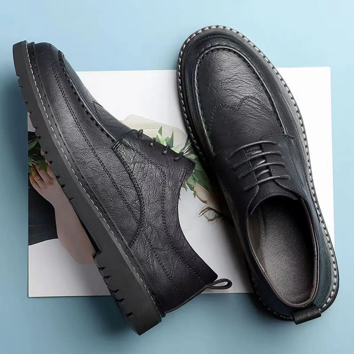 Men's Leather Casual Non-slip Work Shoes