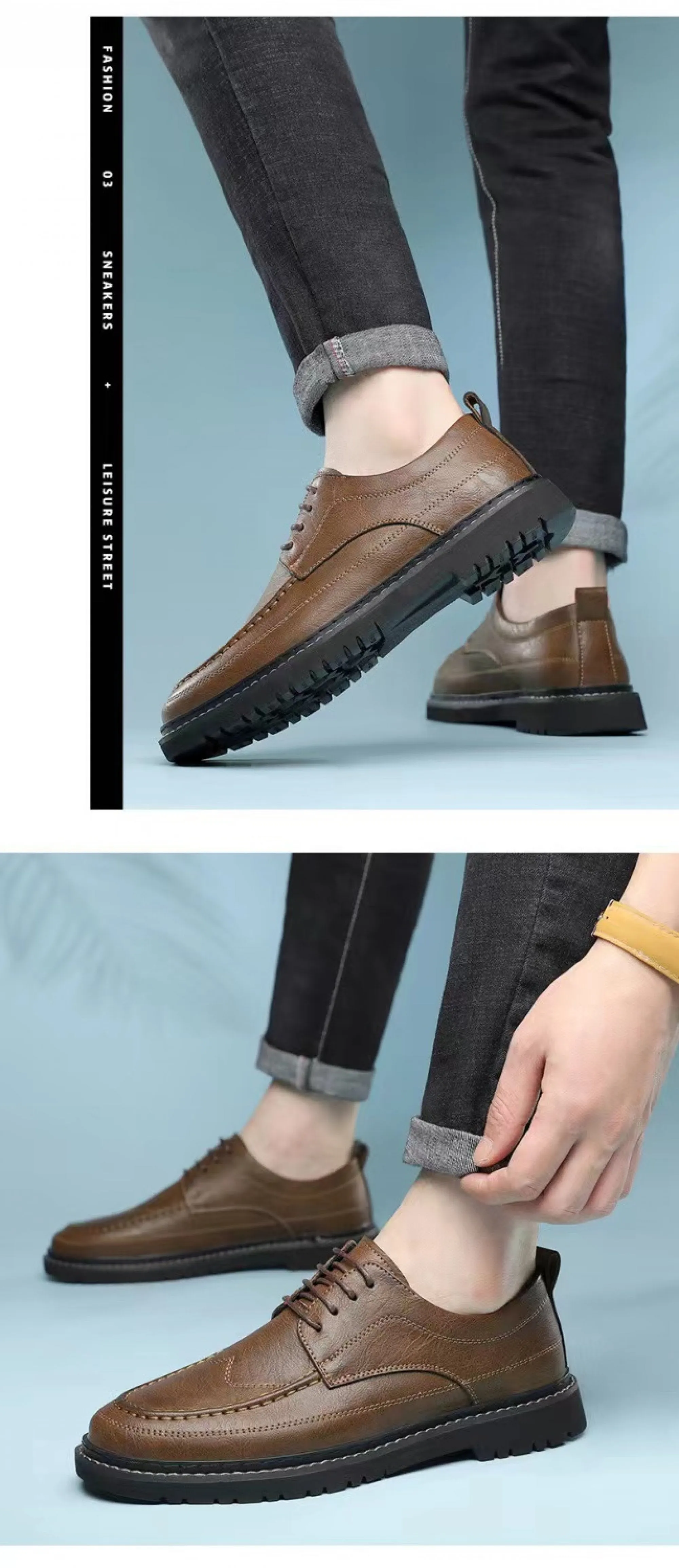 Men's Leather Casual Non-slip Work Shoes