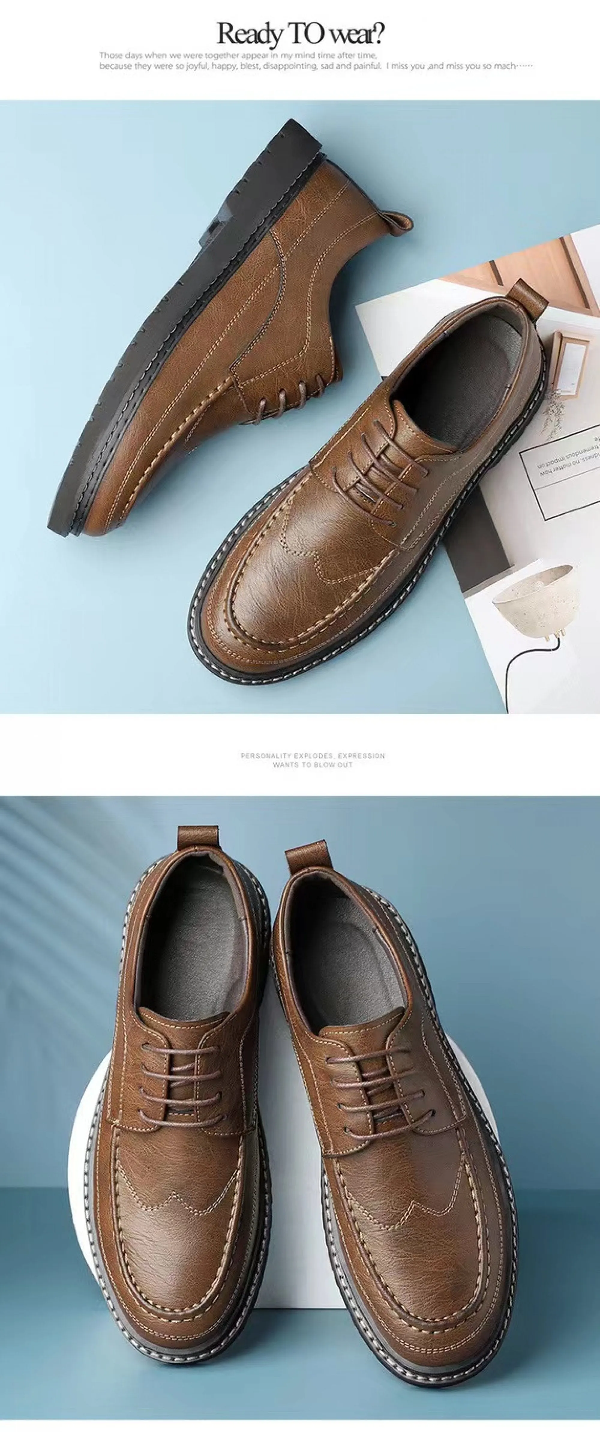 Men's Leather Casual Non-slip Work Shoes