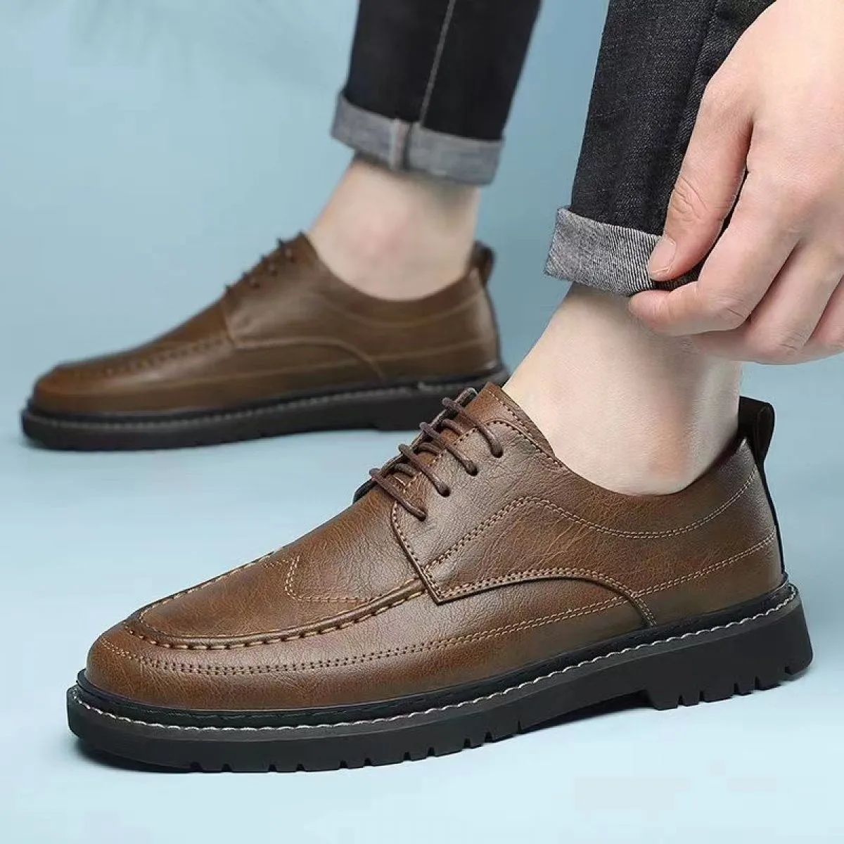 Men's Leather Casual Non-slip Work Shoes