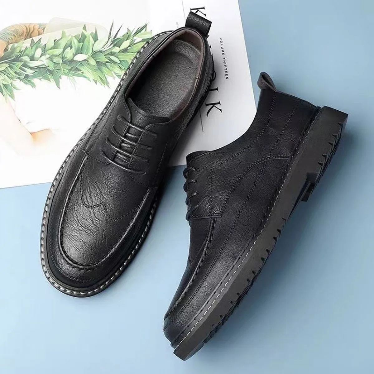 Men's Leather Casual Non-slip Work Shoes