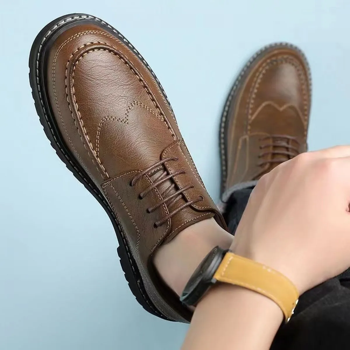 Men's Leather Casual Non-slip Work Shoes