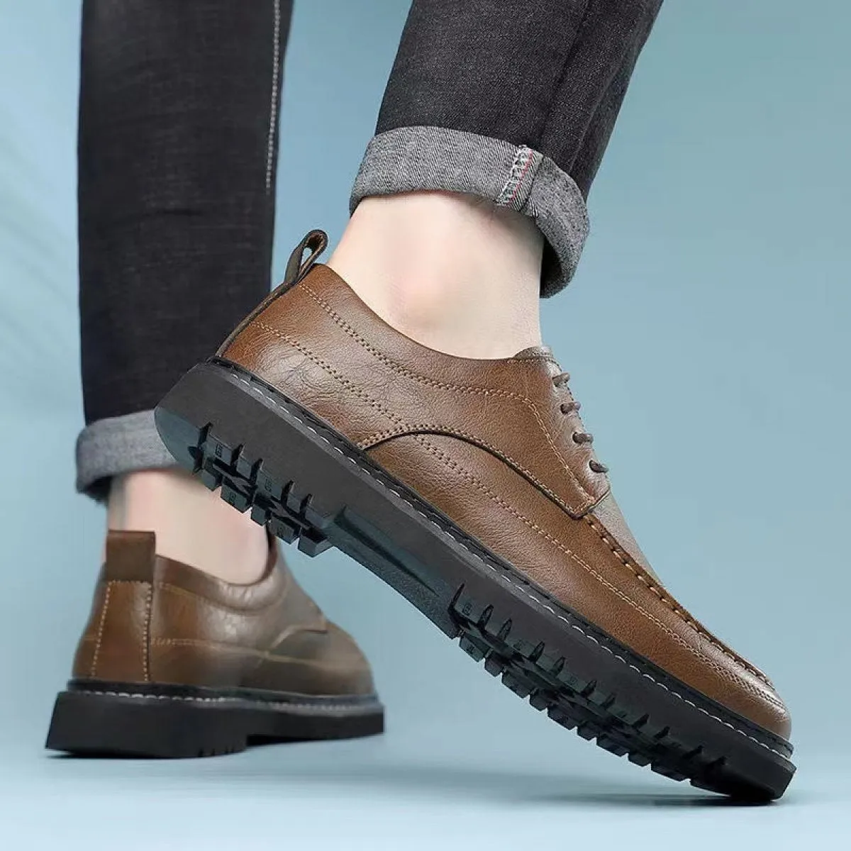 Men's Leather Casual Non-slip Work Shoes