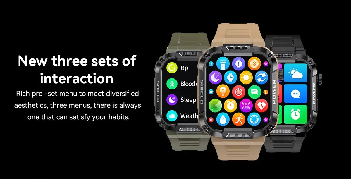 Men's Smart Watch Military Grade Health Monitor AI Voice Bluetooth Call Fitness Waterproof Sports Smartwatch for IOS & Android Phones Great Gift